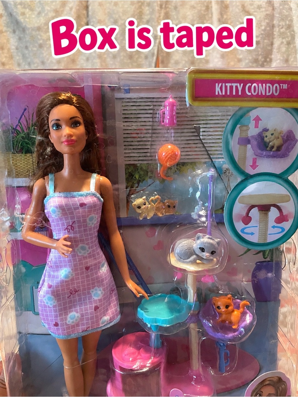 Mattel Doll Playset with Pink & Purple Kitty Condo